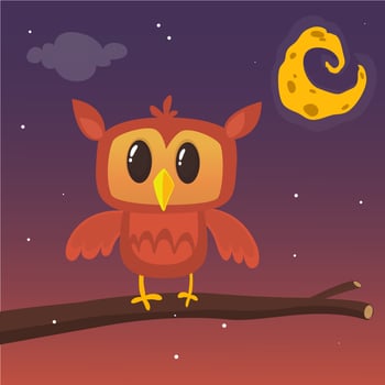 Funny cartoon owl. Vector illustration