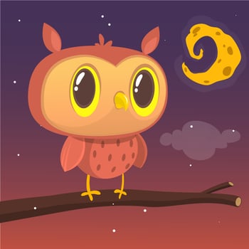 Funny cartoon owl. Vector illustration