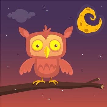 Funny cartoon owl. Vector illustration