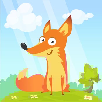 Cute cartoon fox. Vector illustration