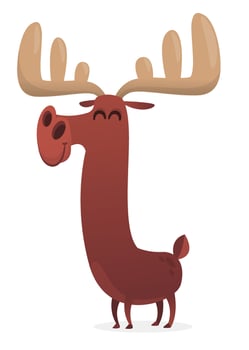 Funny cartoon moose character. Vector moose illustration isolated.