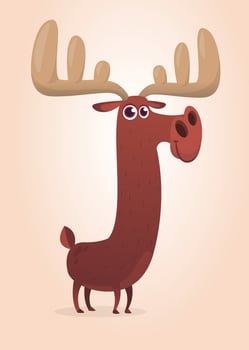 Funny cartoon moose character. Vector moose illustration isolated.
