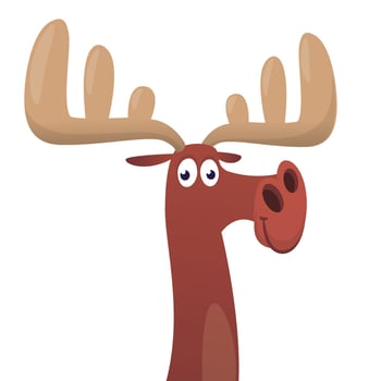 Funny cartoon moose character. Vector moose illustration isolated.