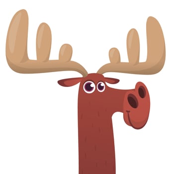 Funny cartoon moose character. Vector moose illustration isolated.