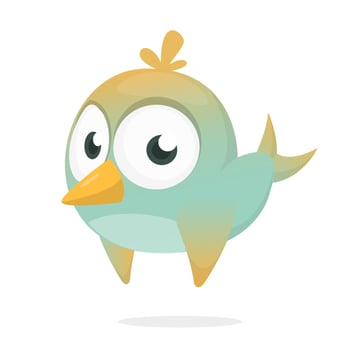 Funny blue bird cartoon. Vector illustration