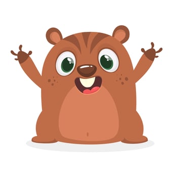 Cartoon funny marmot waving vector