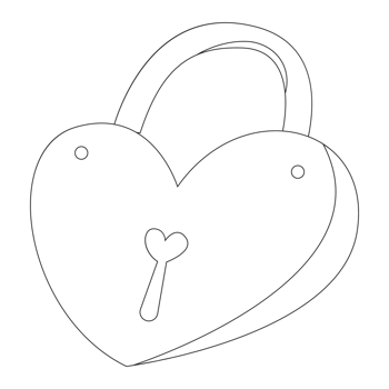 Padlock Valentine Sticker Outline 2D Illustration png