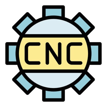 Cnc machine gear icon vector flat