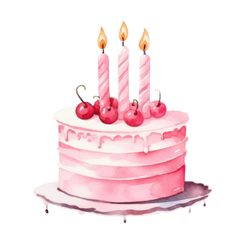 Watercolor Birthday Cake Isolated png