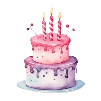 Watercolor Birthday Cake Isolated png