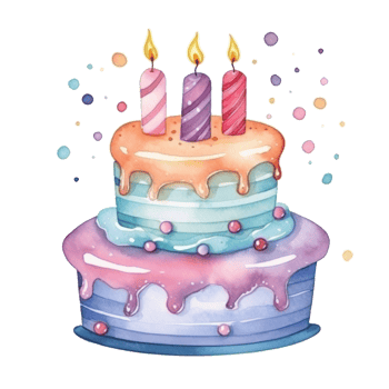 Watercolor Birthday Cake Isolated png