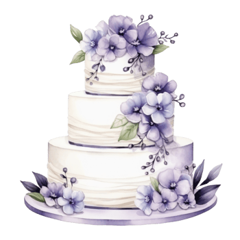 Watercolor wedding cake isolated png