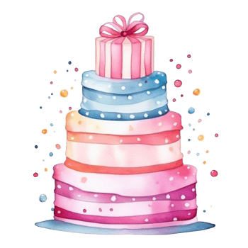 Watercolor Birthday Cake Isolated png