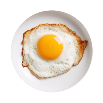 Fried egg on white plate isolated png