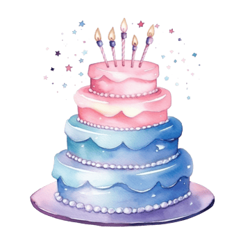 Watercolor Birthday Cake Isolated png