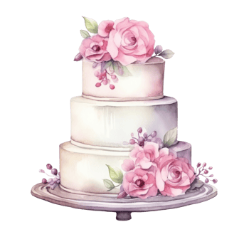 Watercolor wedding cake isolated png