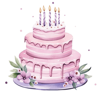 Watercolor Birthday Cake Isolated png