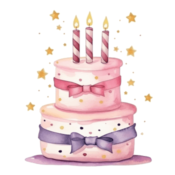 Watercolor Birthday Cake Isolated png