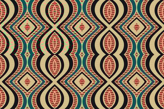 Ikat Floral Paisley Embroidery Background. Ikat Stripes Geometric Ethnic Oriental Pattern traditional.aztec Style Abstract Vector illustration.design for Texture,fabric,clothing,wrapping,sarong.