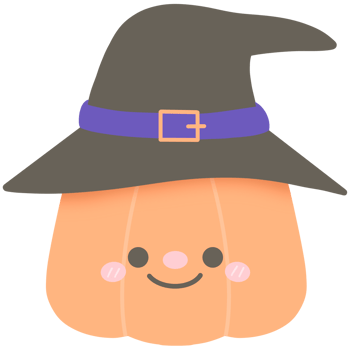 Cute Halloween pumpkin wearing witch hat png