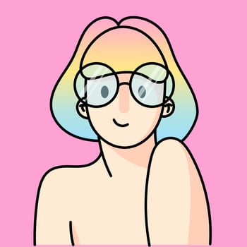 Portrait of Teenage girl, women. Cute characters. Cartoon style. Social network avatar template. Hand drawn trendy Vector illustration.