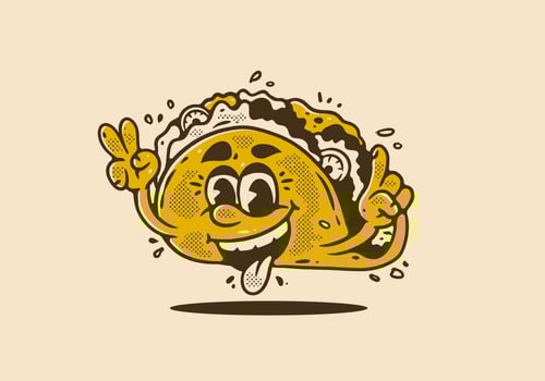 Mascot character illustration of tacos with happy face vector