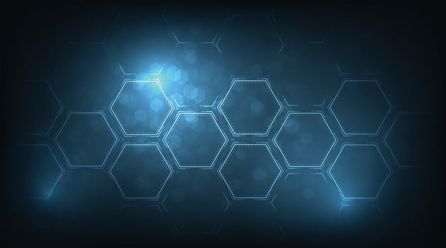 Background of hexagon geometric dark blue pattern bright. vector