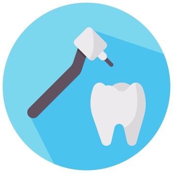dental drill vector round flat icon