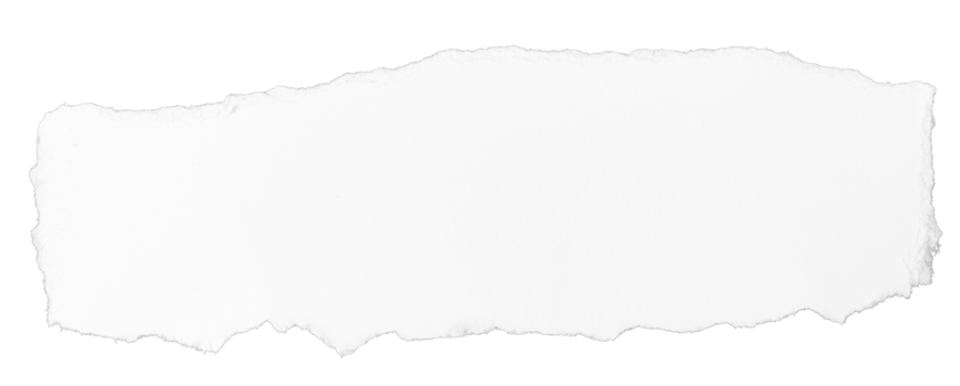Ripped white paper note message isolated on transparent background png