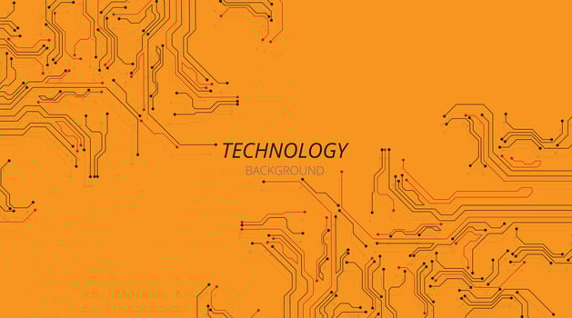 Technology circuit diagram on yellow background. vector