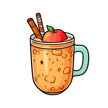 hot apple cider  sticker cool colors kawaii clip art illustration. Transparent background. Generative Ai png