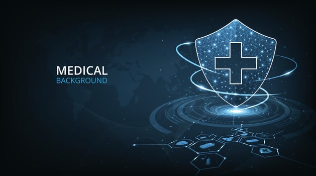Futuristic medical shield background concept. vector