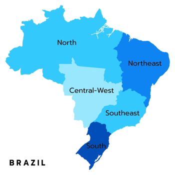 Brazil map with administrative regions. Latin map. Brazilian map. png