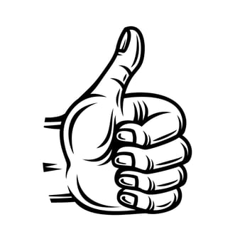 Hand thumb up sign - vintage realistic surf hand gesture vector