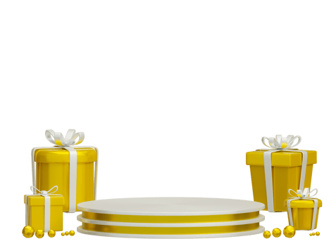 gold circle pedestal gift box png
