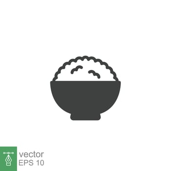 Rice bowl line icon. Simple outline design style. Food, lunch, asian, plant, natural, traditional concept. Vector illustration isolated on White background. Eps 10.