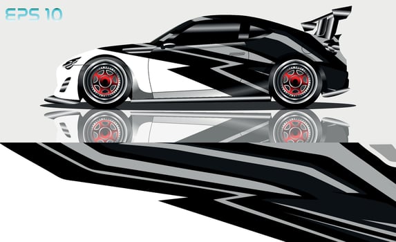 sport car decal wrap design vector