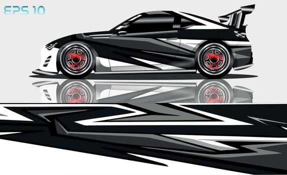 sport car decal wrap design vector