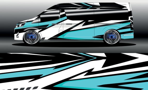 Van wrap design. Wrap, sticker and decal design for company vector