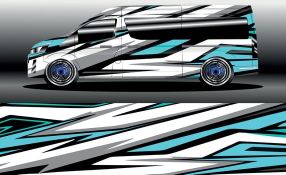 Van wrap design. Wrap, sticker and decal design for company vector