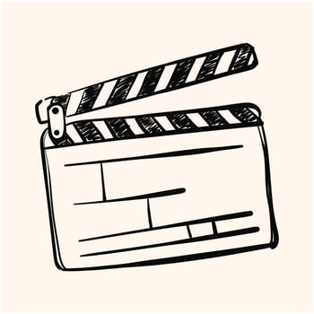 hand drawn Movie clapperboard icon. vector