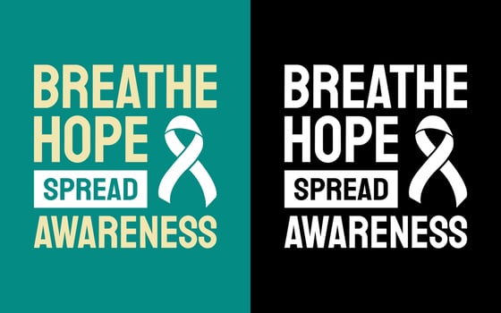 Breathe Hope, Spread Awareness. Lung Cancer Awareness. Typography Quotes. vector