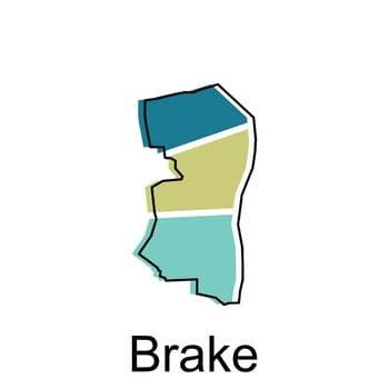 Map of Brake design illustration, vector symbol, sign, outline, World Map International vector template on white background