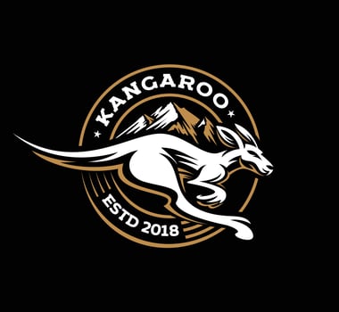 fast jump kangaroo logo retro in badge vector