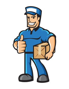 Express Delivery Man Holding a Package vector