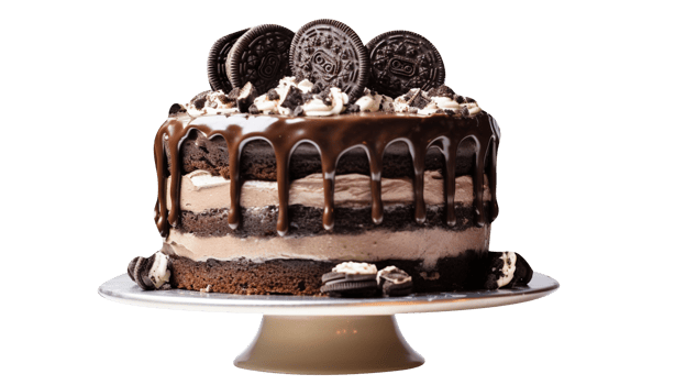 Freshly baked cookies and cream cheesecake isolated on transparent background png