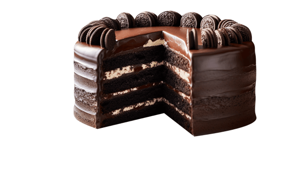 Freshly baked cookies and cream cheesecake isolated on transparent background png
