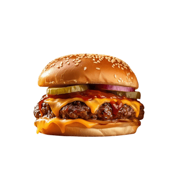 Delicious barbeque burger isolated on transparent background png