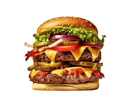 Delicious double size burger isolated on transparent background png