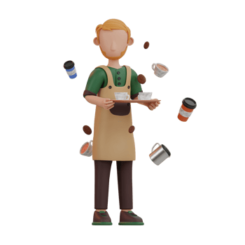 Coffee Shop 4 Character 3D Illustrations png